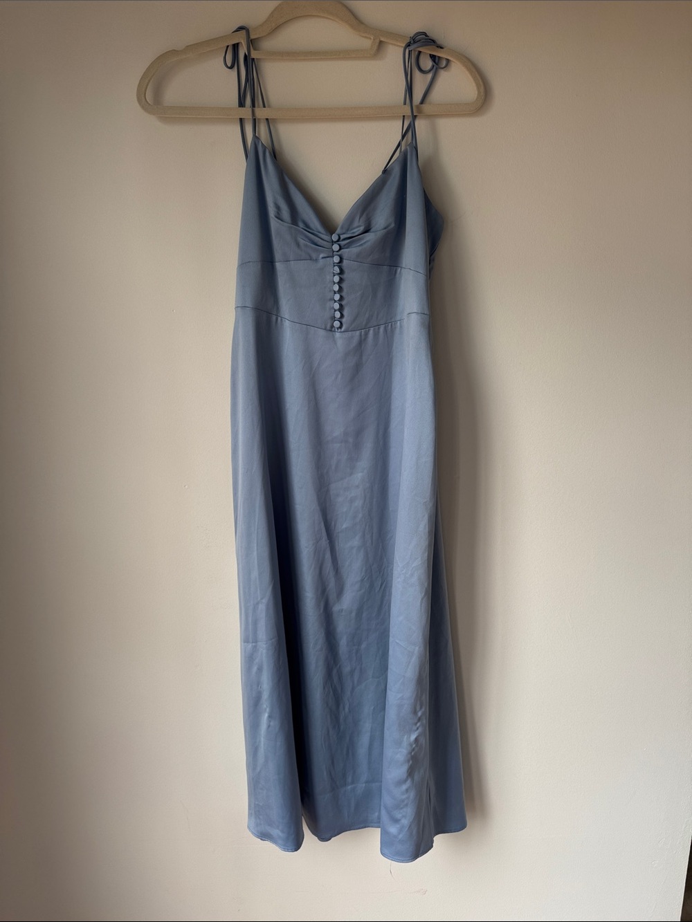 Light Slate Blue Slip Dress with Subtle Sheen